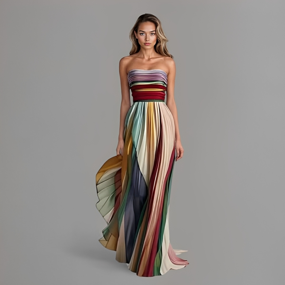 Isola - Elegant Pleated Evening Dress