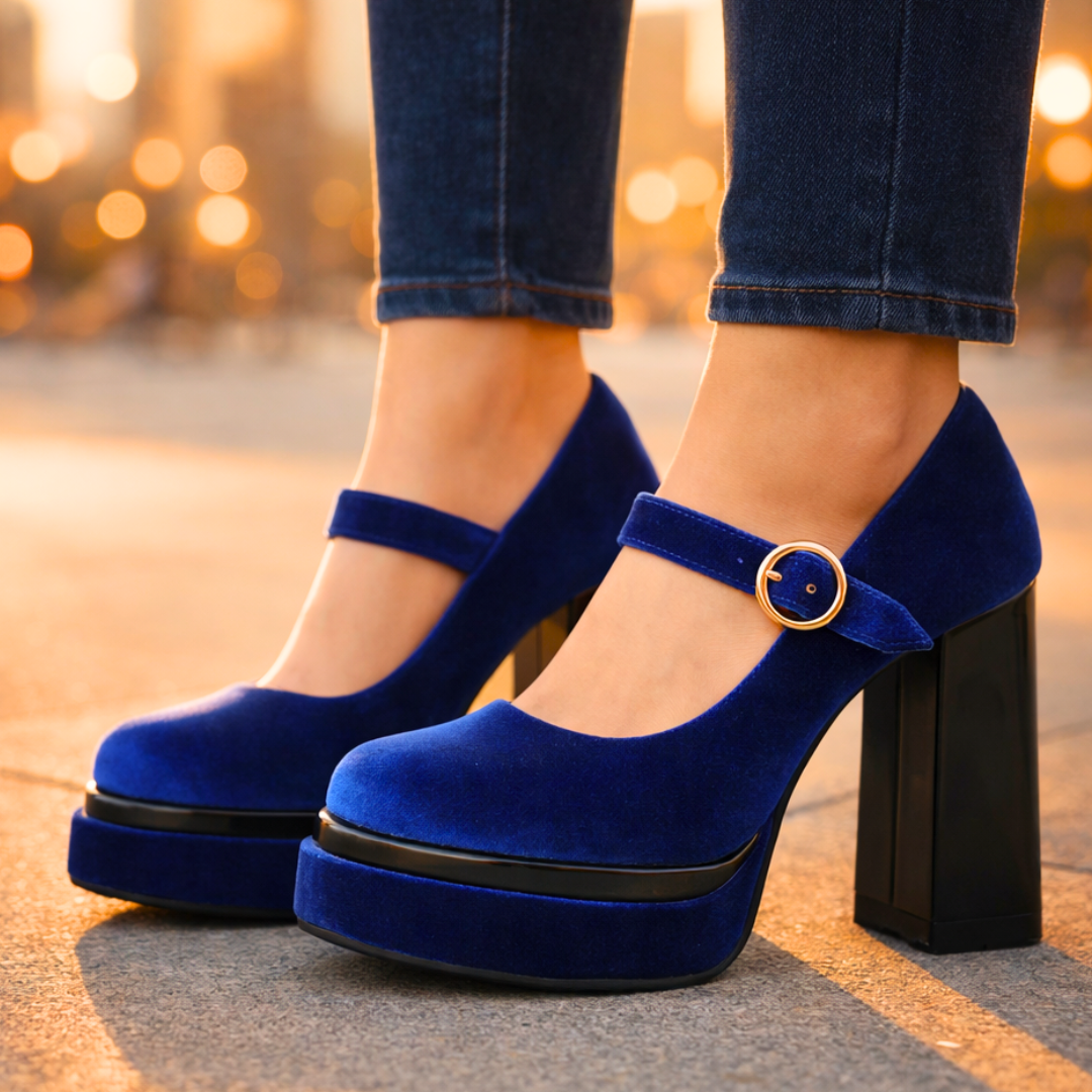 Escarpins compensés en velours Seraphina