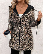 Hailey | Abrigo reversible con capucha de leopardo