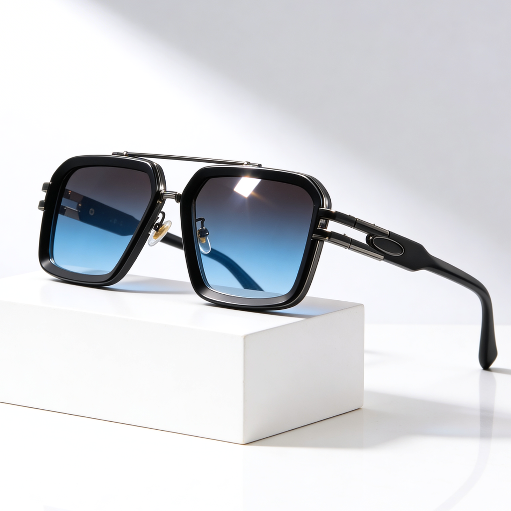 Grid Master™ | Flat-Lens Square Sunglasses | UV400 Metal Detail
