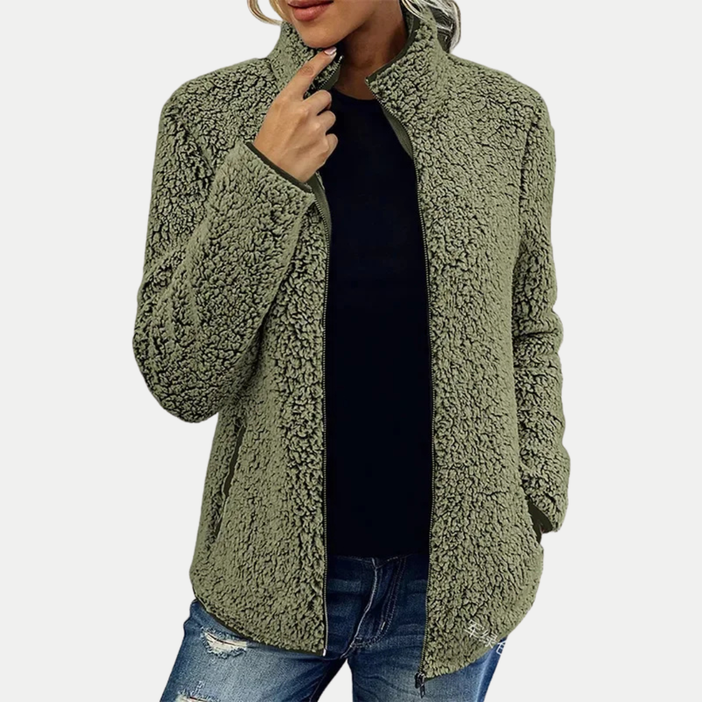Ellis | Veste douillette à texture douce et fermeture éclair sur le devant
