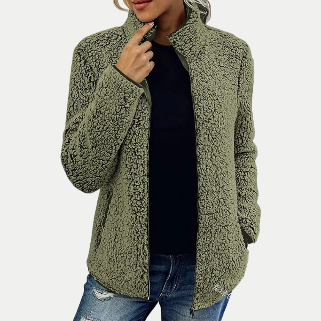 Ellis | Veste douillette à texture douce et fermeture éclair sur le devant