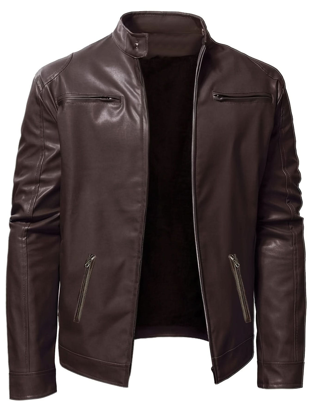 Ethan | Chaqueta Moto de Cuello Mandarín y Diseño Elegante