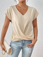 Kathrina | Top con cuello de pico y nudo delantero