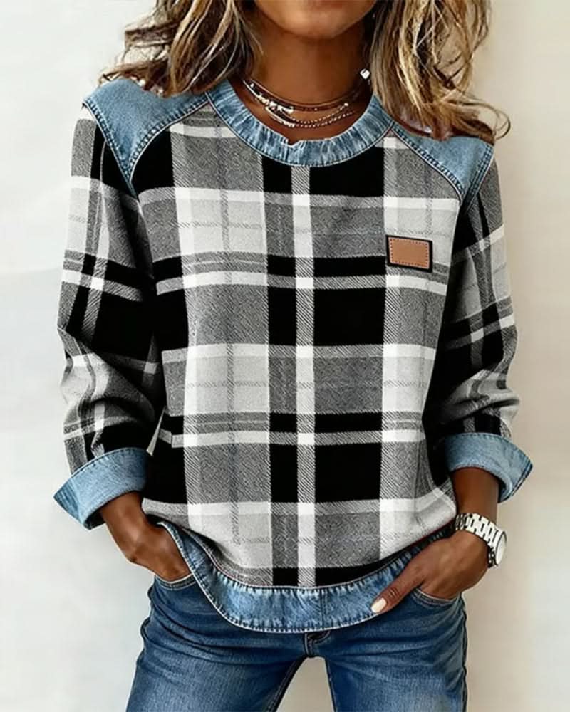 Riley | Sudadera de cuello redondo Patchwork