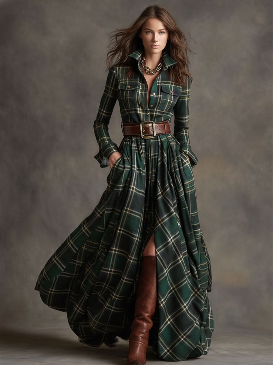 Scarlett | Elegante vestido camisero a cuadros
