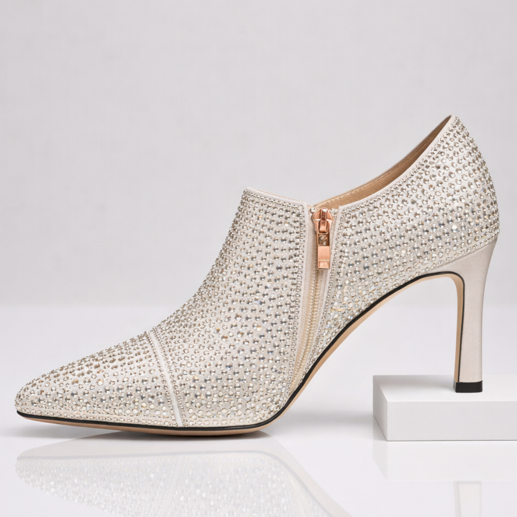 Seraphina Zapatos de tacón de gatito con pedrería