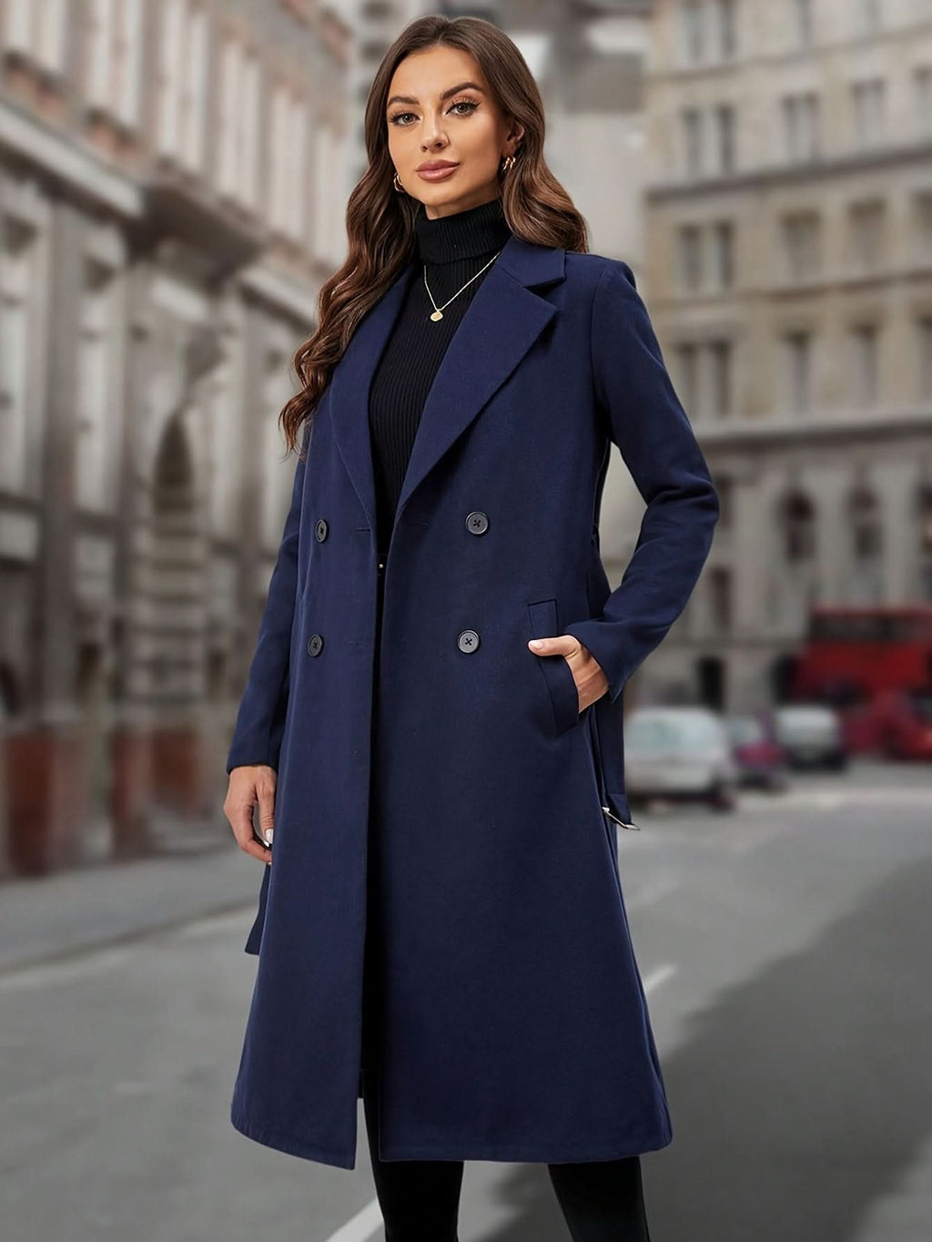 Elizabeth | Abrigo largo elegante con cinturón