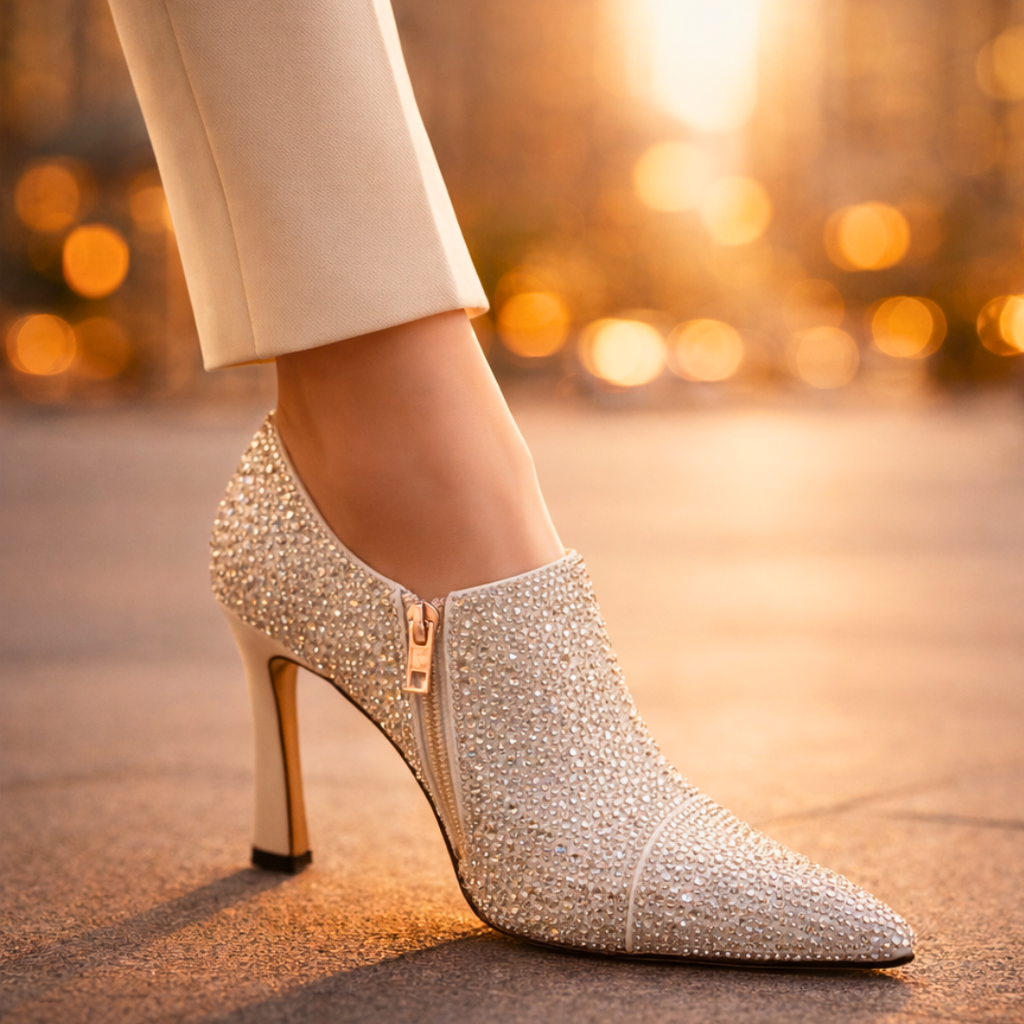 Seraphina Zapatos de tacón de gatito con pedrería