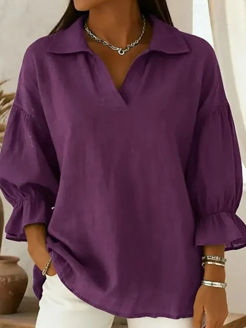 Elena | Blouse à la silhouette décontractée et au col chemise