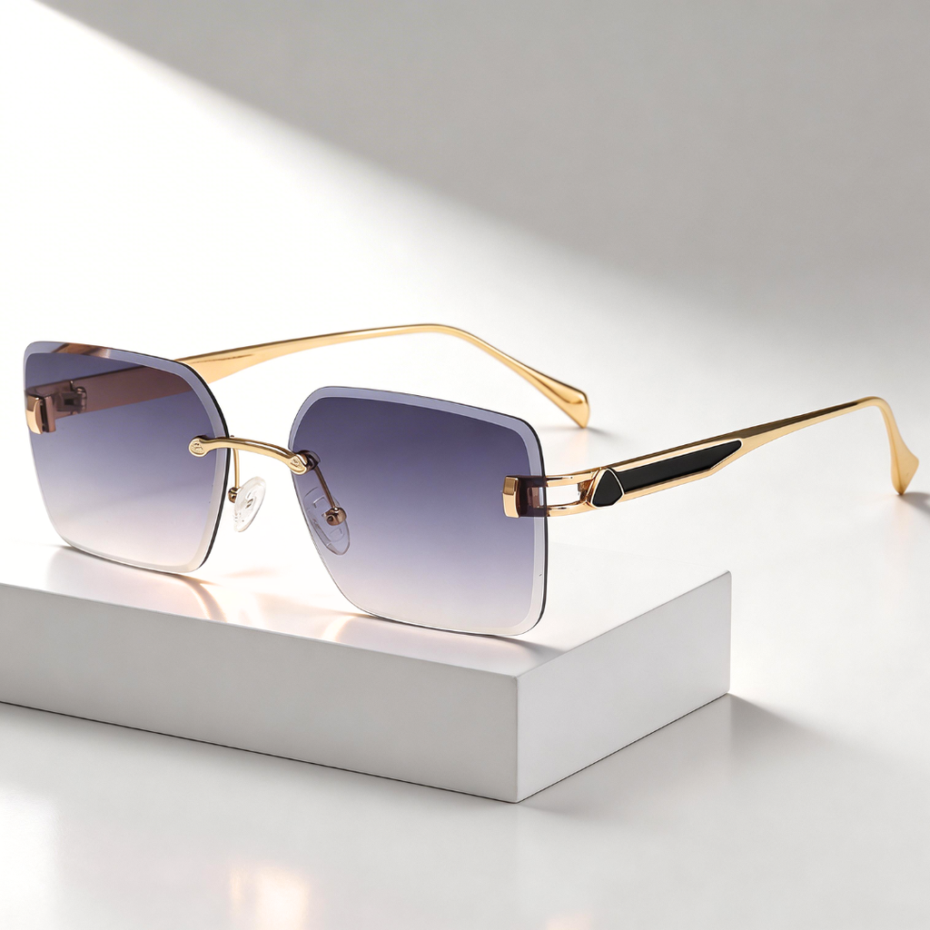 Milana Rimless™ | Gold Rimless Square Sunglasses | UV400 Luxury