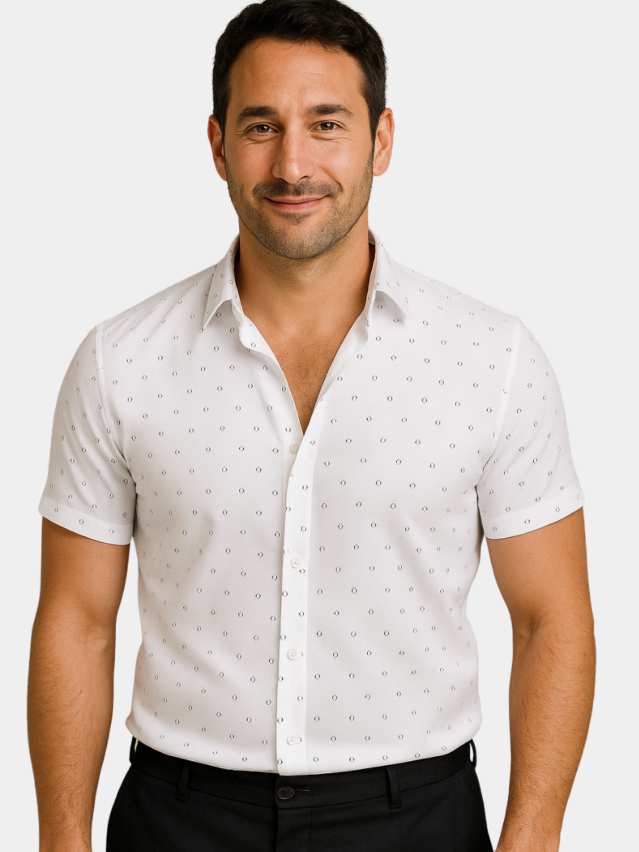 Elias | Camisa de manga corta estampada moderna con botones