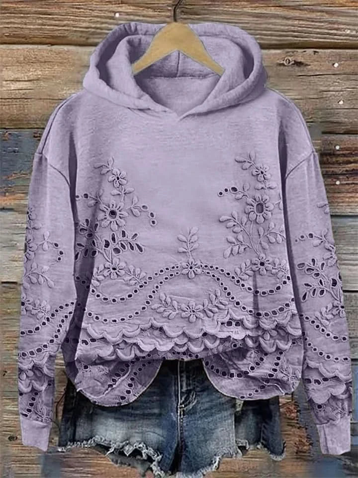 Sacha | Cozy Embroidered Floral Hoodie