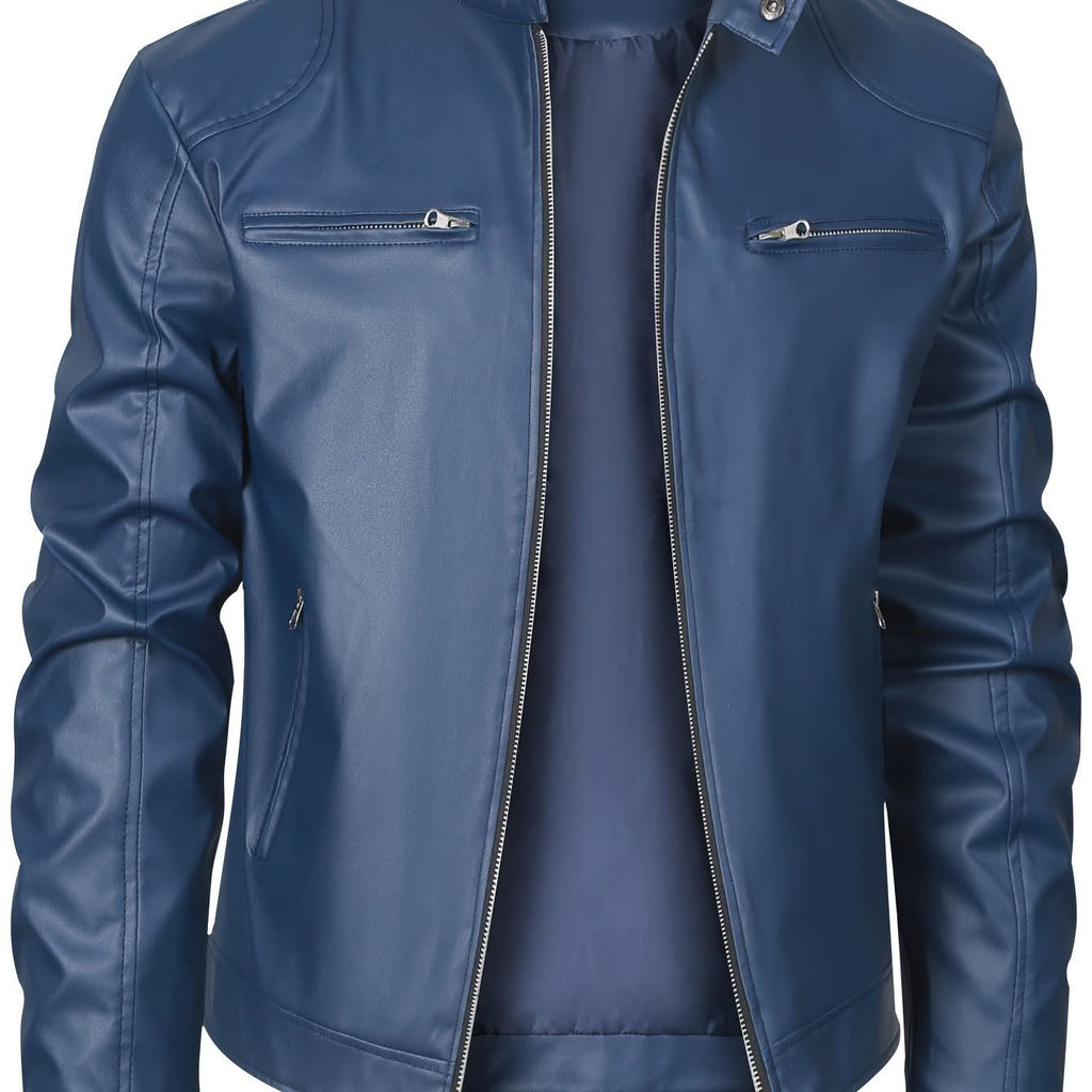 Ethan | Chaqueta Moto de Cuello Mandarín y Diseño Elegante
