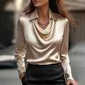 Élise | Blouse Élégante en Satin Drapé Premium