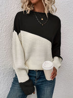 Talia | Sudadera con hombros caídos elegante bicolor