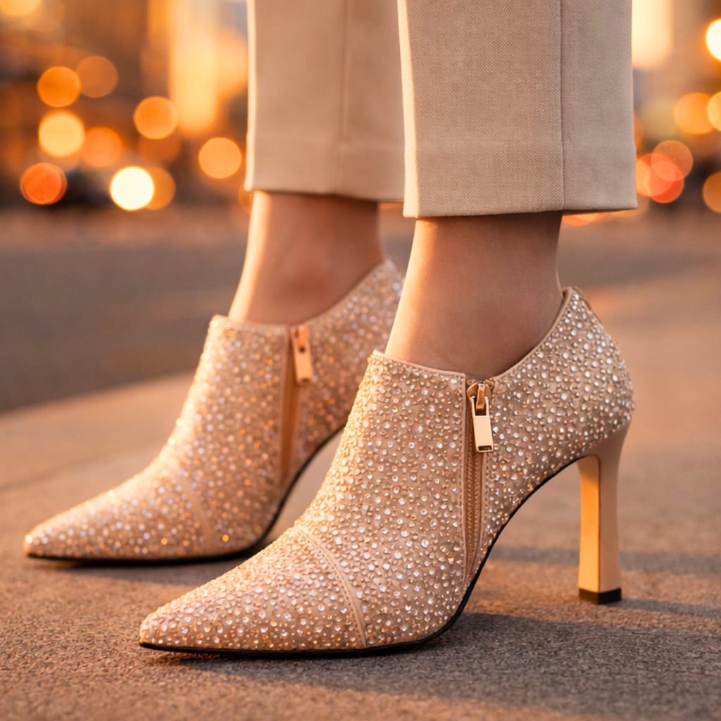 Seraphina Zapatos de tacón de gatito con pedrería