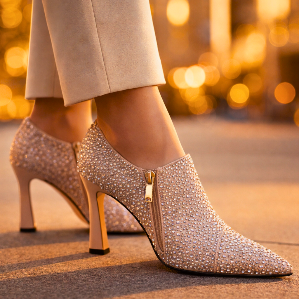 Seraphina Zapatos de tacón de gatito con pedrería