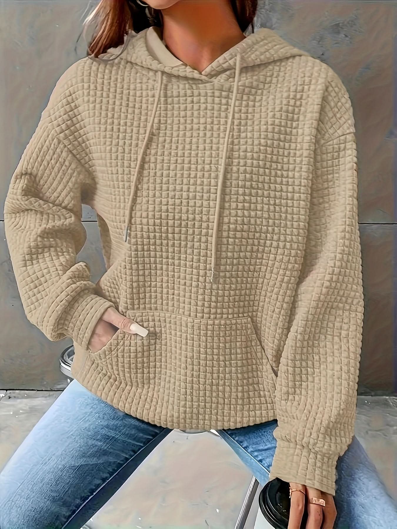 Lena | Chandail à capuchon douillet en tricot gaufré