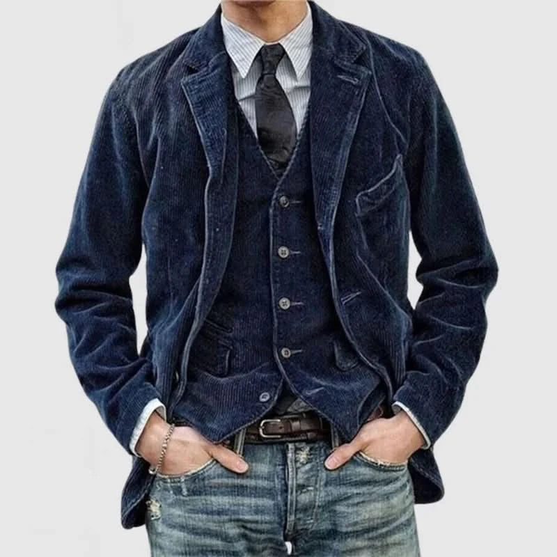 Frank | Conjunto de dos piezas de blazer y chaleco de pana prémium
