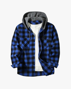 Rowan | Chaqueta de abrigo a cuadros estructurada con capucha