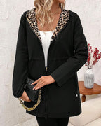 Hailey | Abrigo reversible con capucha de leopardo
