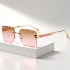 Milana Rimless™ | Gold Rimless Square Sunglasses | UV400 Luxury