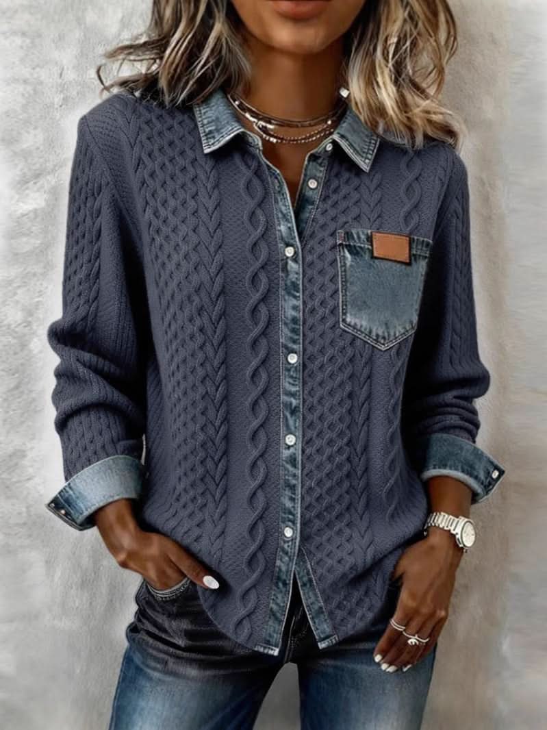Elowen | Cardigan Superposé avec Bordures Contrastantes et Raffinées