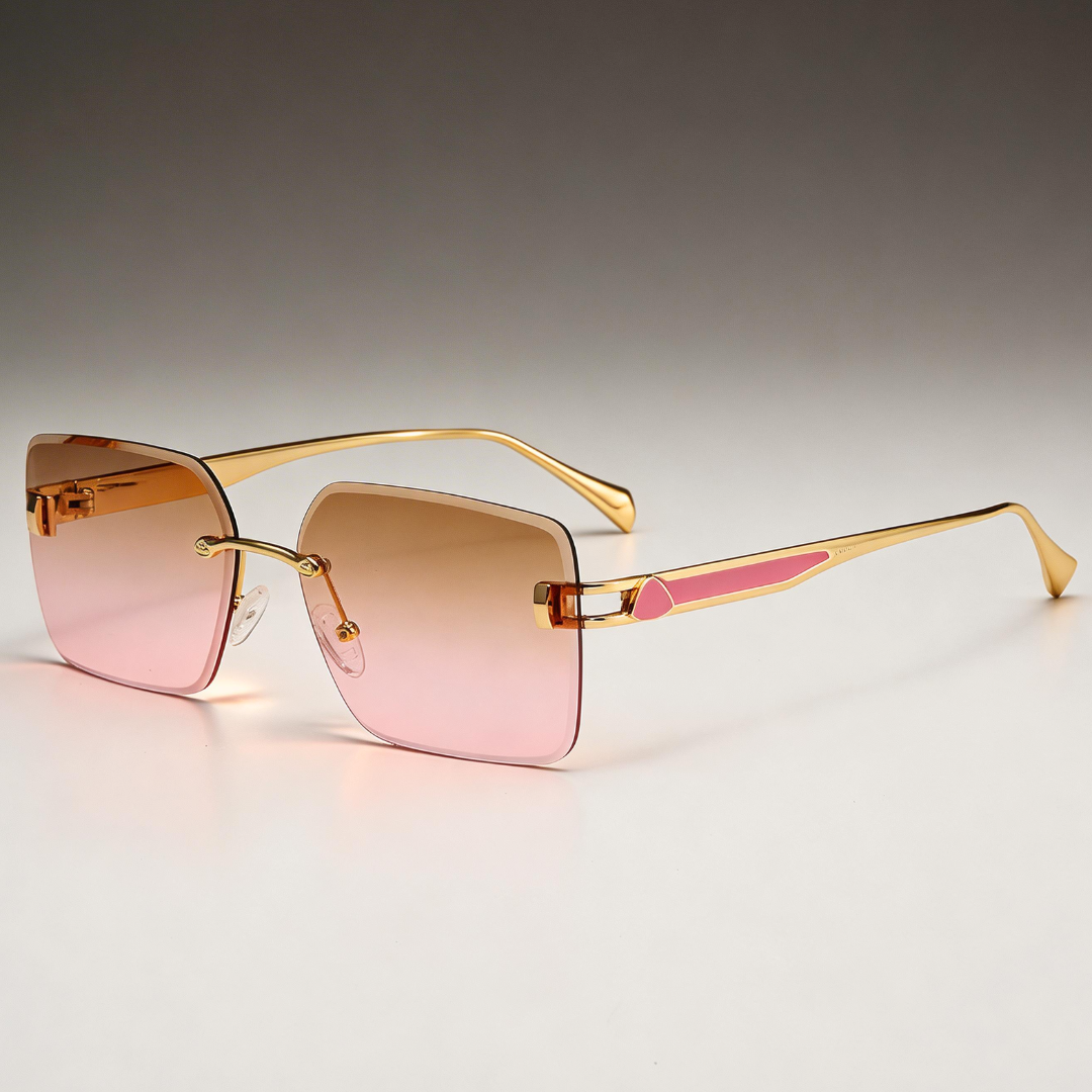 Milana Rimless™ | Gold Rimless Square Sunglasses | UV400 Luxury