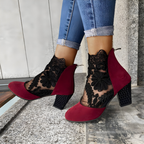 Mila | Botines Elegantes con Tacón de Bloque y Encaje