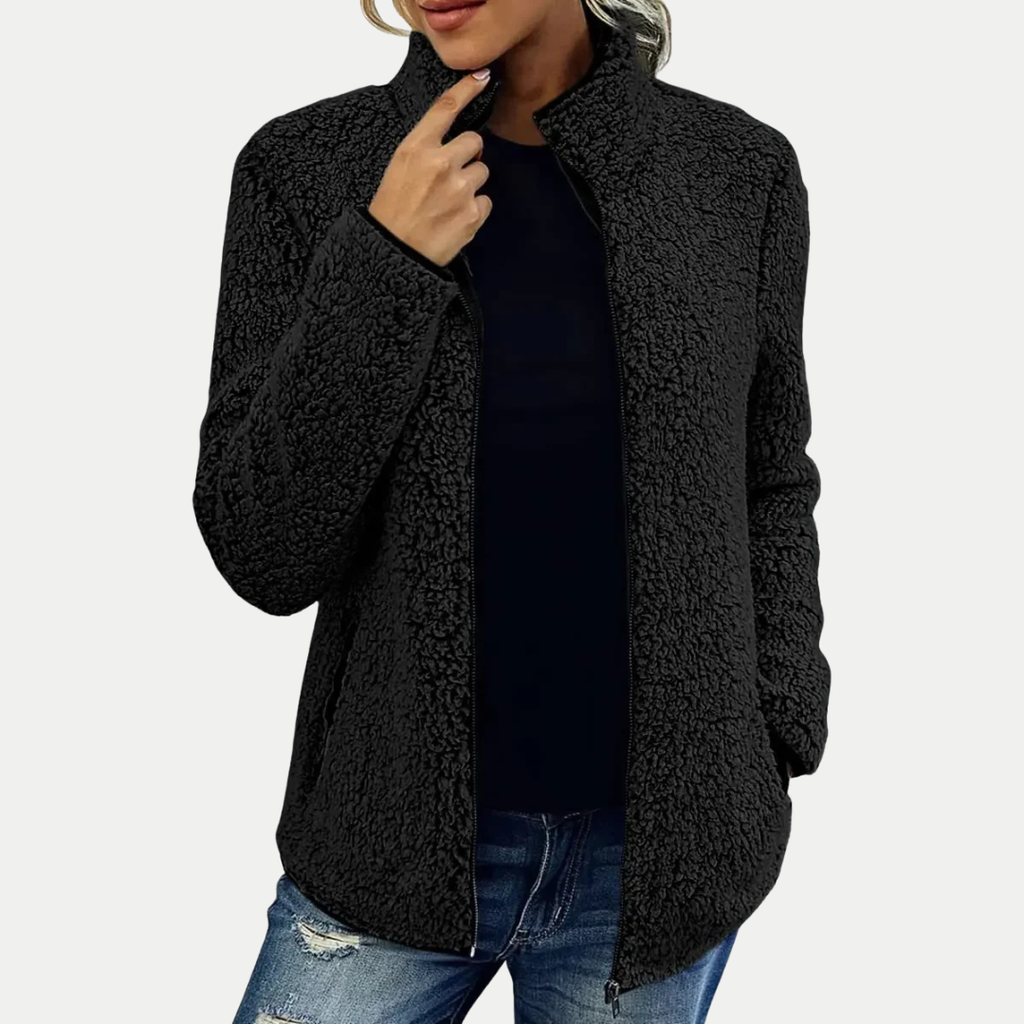 Ellis | Veste douillette à texture douce et fermeture éclair sur le devant