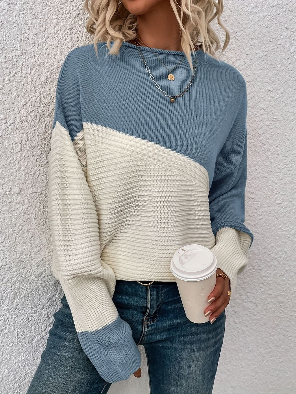 Talia | Sudadera con hombros caídos elegante bicolor