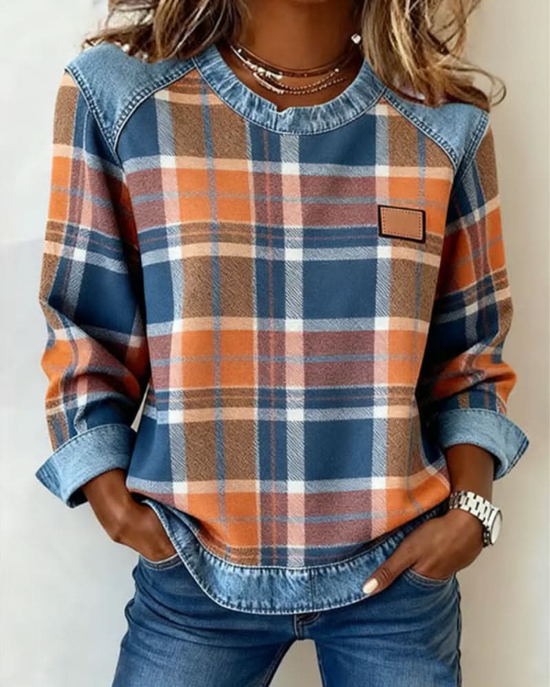 Riley | Sudadera de cuello redondo Patchwork