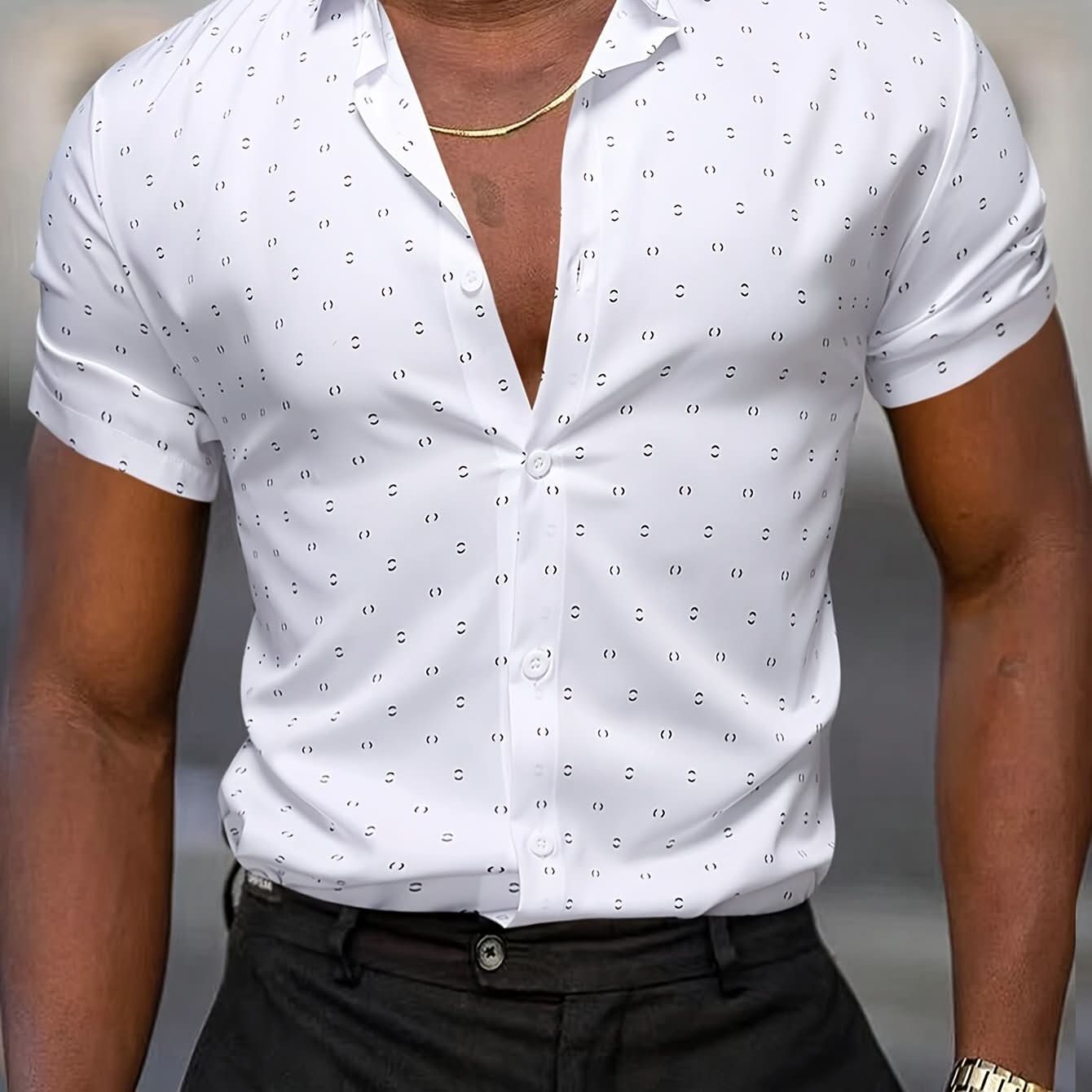 Elias | Camisa de manga corta estampada moderna con botones