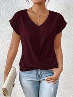 Kathrina | Top con cuello de pico y nudo delantero