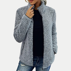 Ellis | Veste douillette à texture douce et fermeture éclair sur le devant