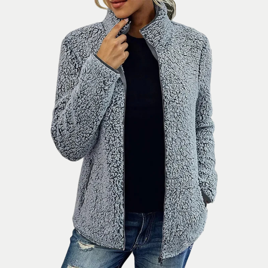 Ellis | Veste douillette à texture douce et fermeture éclair sur le devant