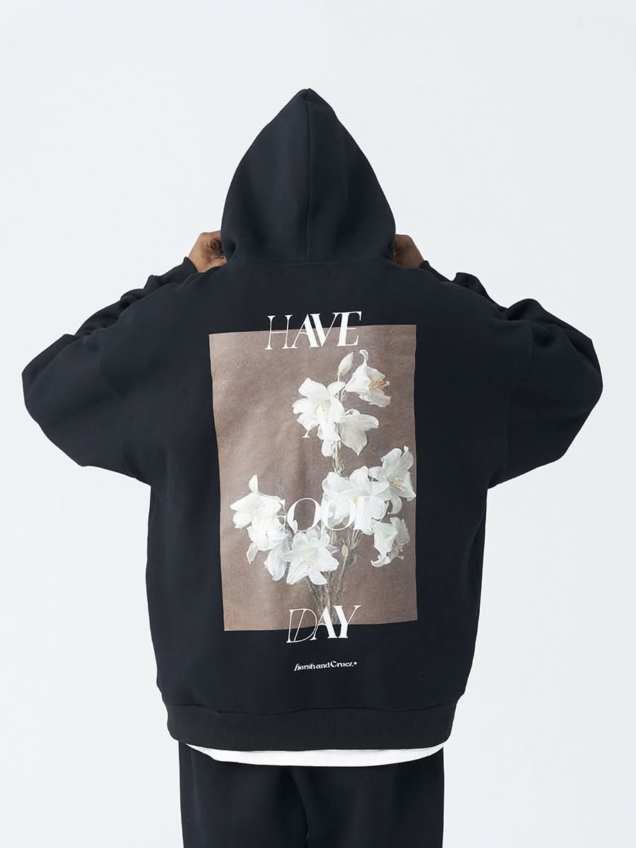 Floral™ | Sudadera con Capucha Estampado de Flores en la Espalda – Sudadera Artística Suave