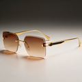 Milana Rimless™ | Gold Rimless Square Sunglasses | UV400 Luxury