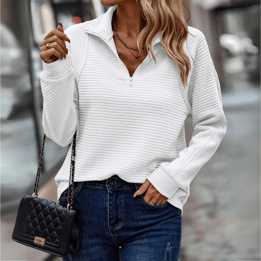 Mara | Pull demi-zip texturé pour le quotidien