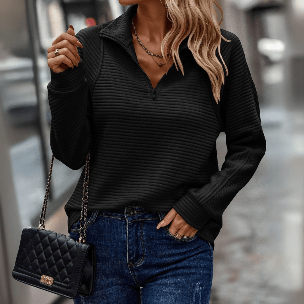 Mara | Pull demi-zip texturé pour le quotidien