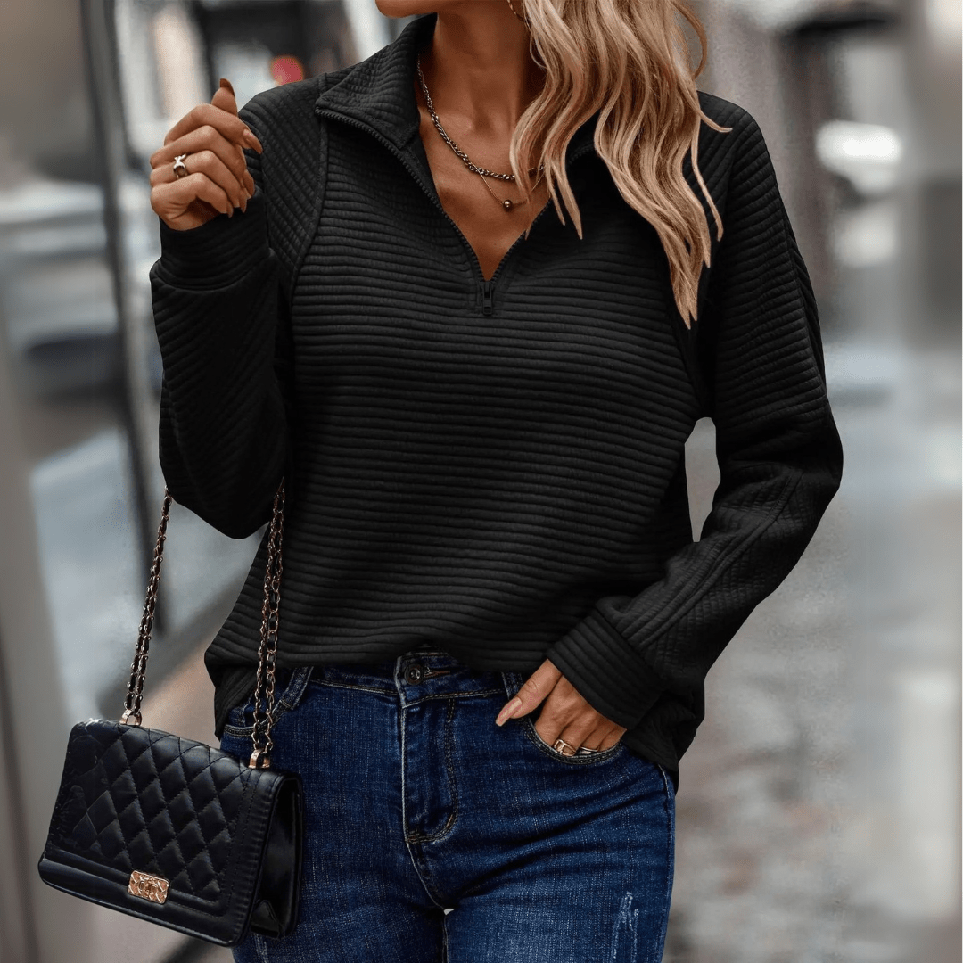 Mara | Textured Half-Zip Everyday Sweater
