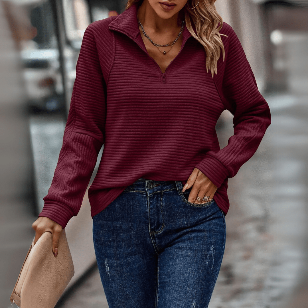 Mara | Textured Half-Zip Everyday Sweater