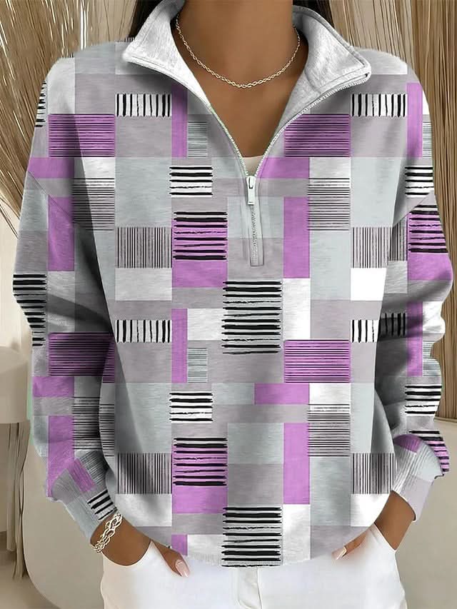 Marlowe | Sweat-shirt imprimé demi-zip douillet