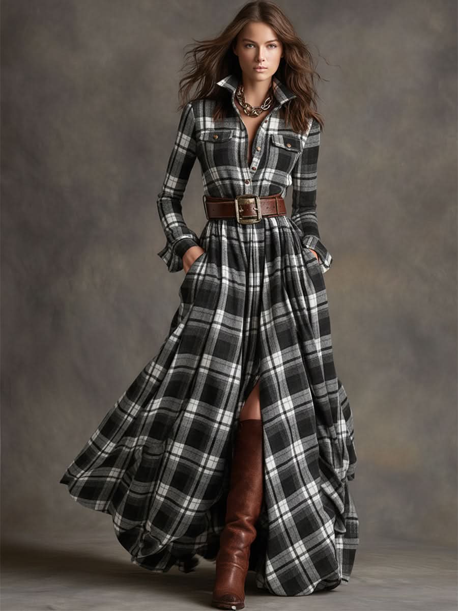 Scarlett | Elegante vestido camisero a cuadros