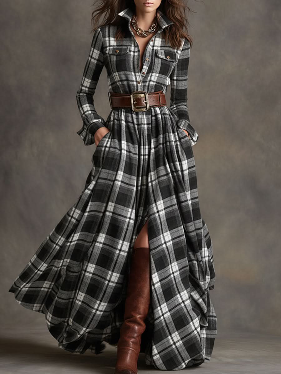Scarlett | Elegante vestido camisero a cuadros
