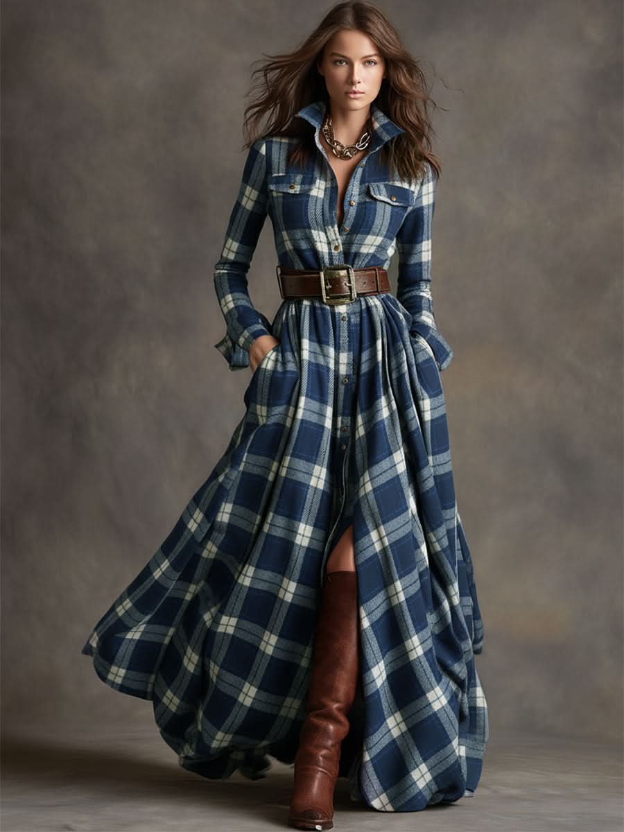 Scarlett | Elegante vestido camisero a cuadros