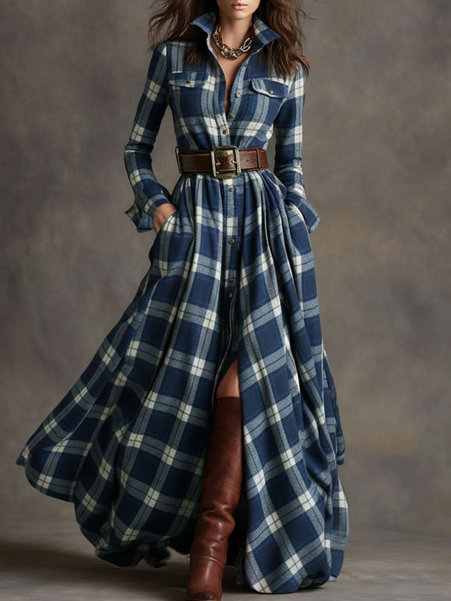 Scarlett | Elegante vestido camisero a cuadros