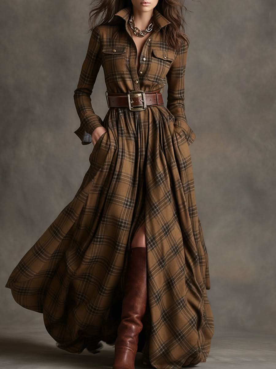 Scarlett | Elegante vestido camisero a cuadros