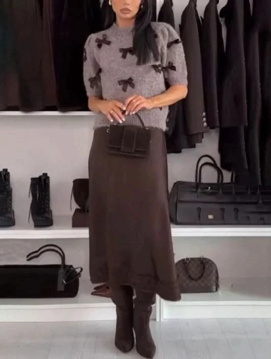 Isabella | Ensemble élégant pull en maille et jupe